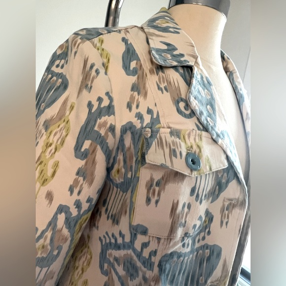 SOLO Moda Floral Print Beige Jacket Sz 6 - Picture 4 of 9